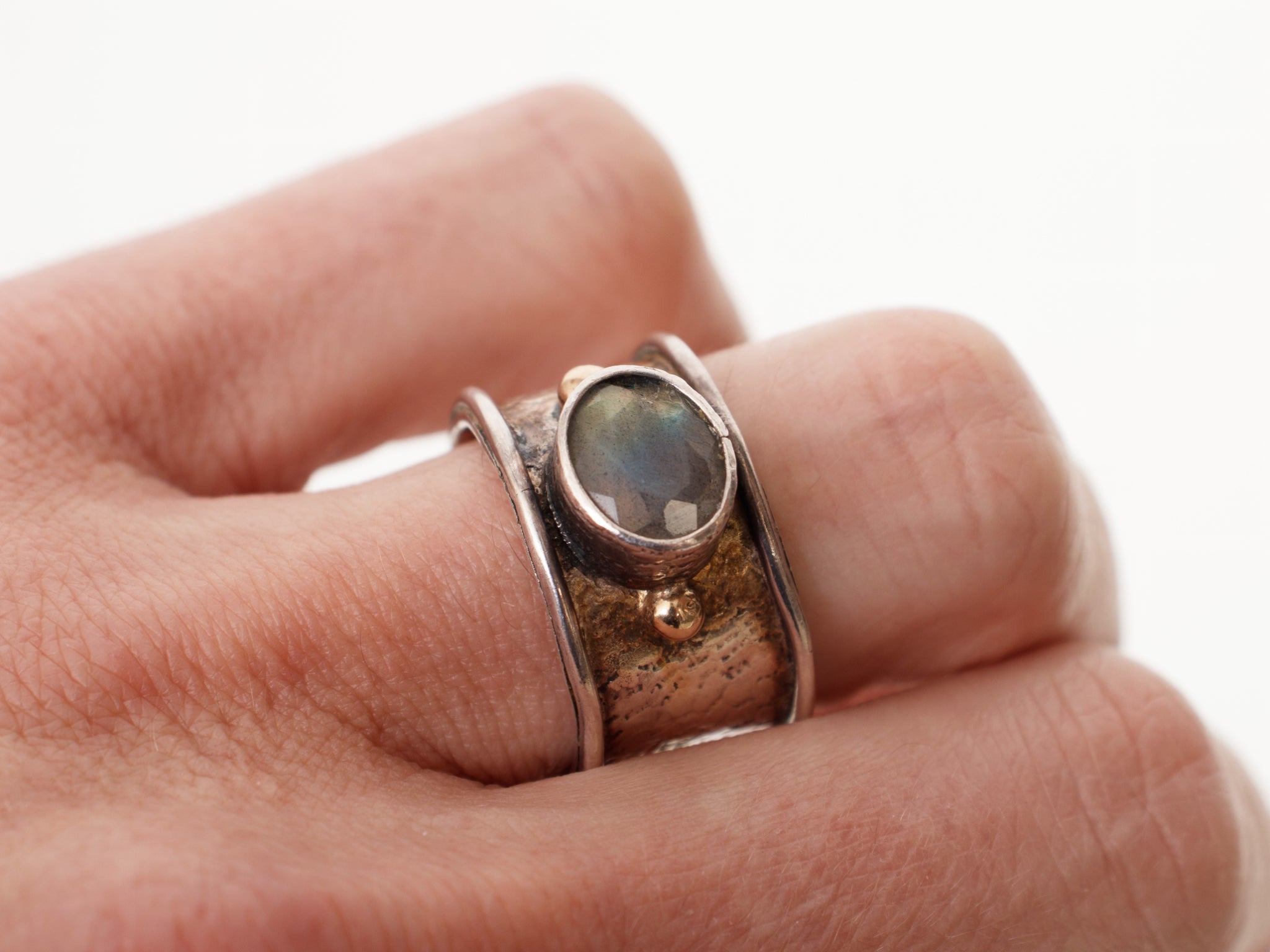 Modernist Sterling Silver & Labradorite Cigar Band