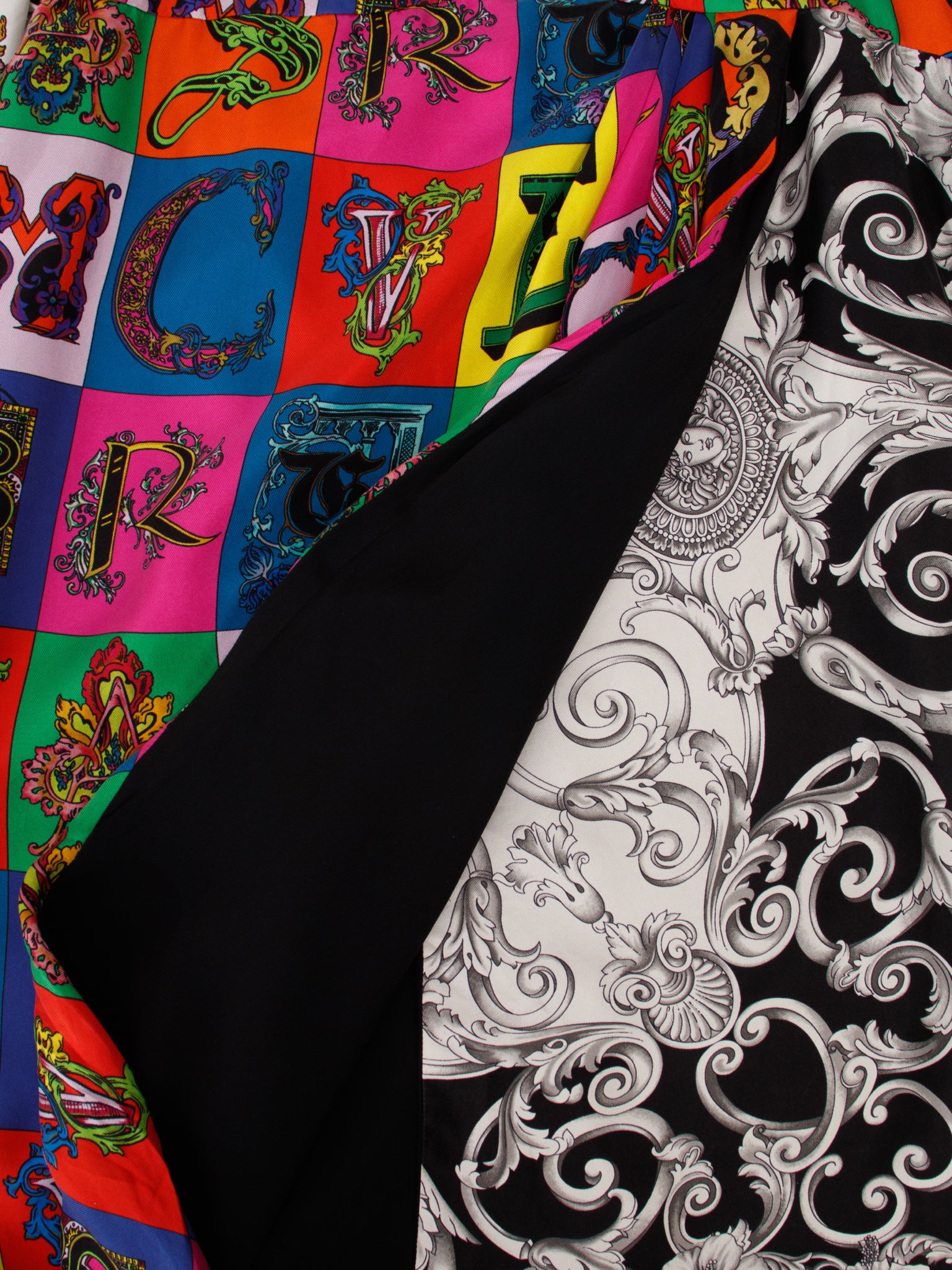 Versace Silk Baroque Alphabet Skirt