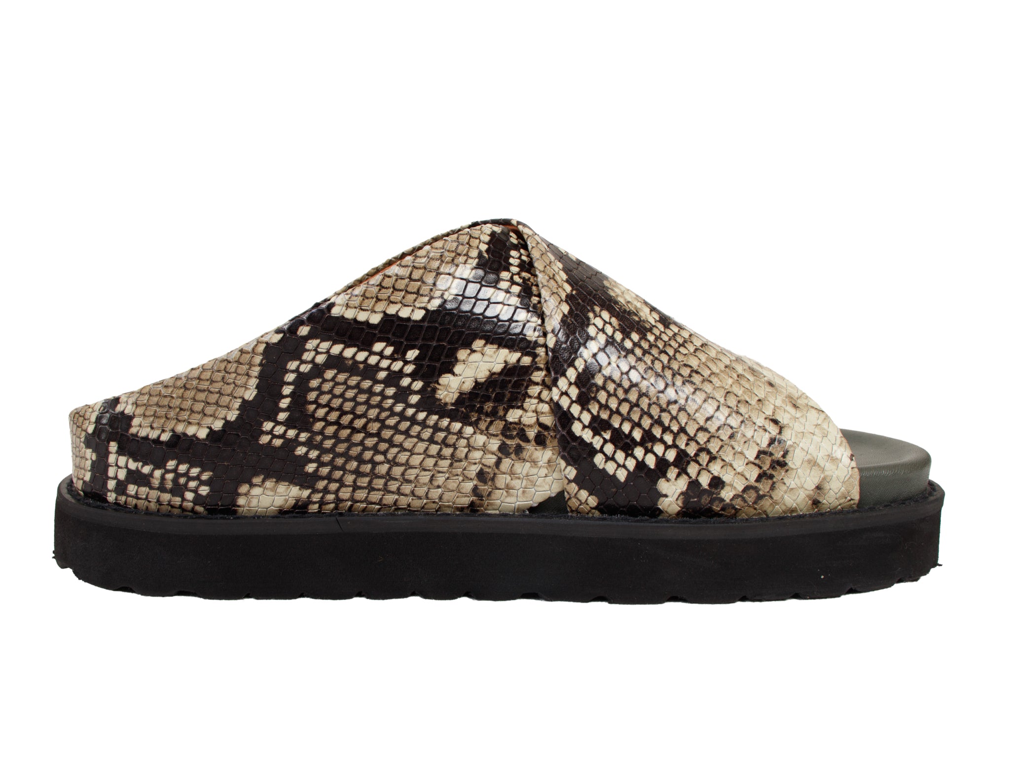 Ganni Snake Embossed Leather Platform Slides