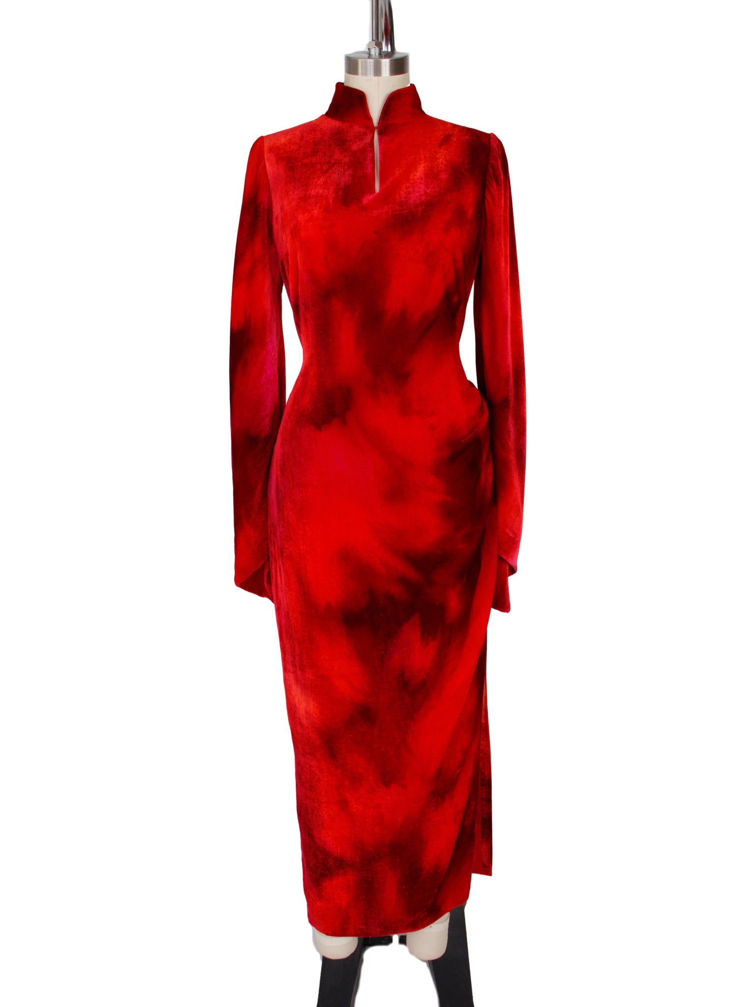 Handmade Tie Dye Velvet  Flare Sleeve Dress