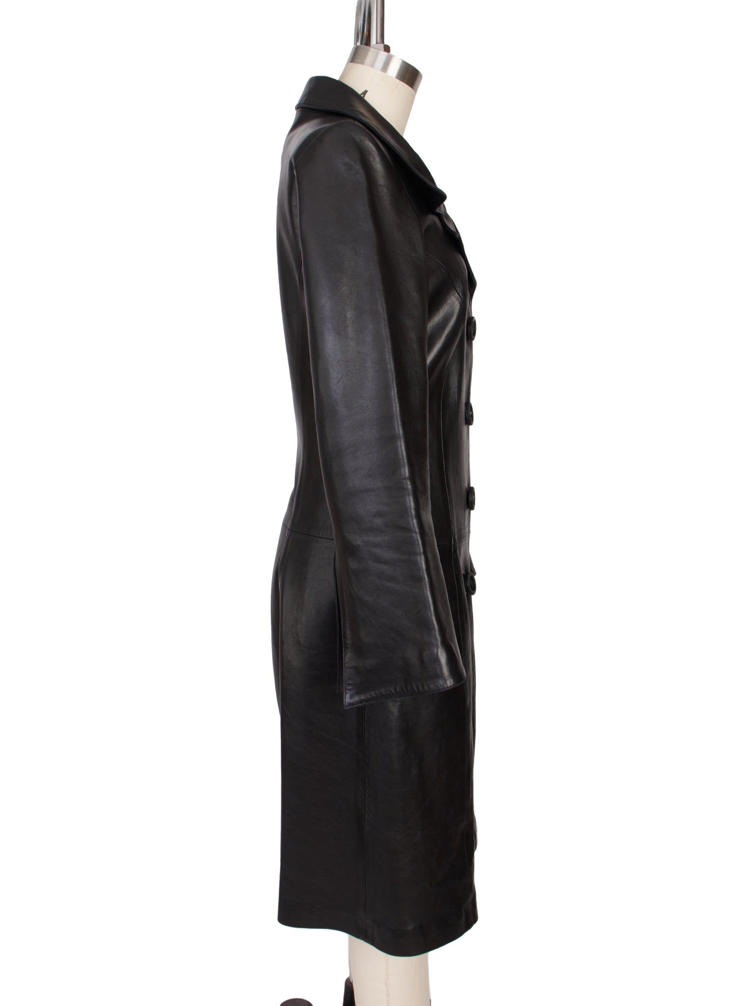 Jitrois Black Leather Trench Coat*