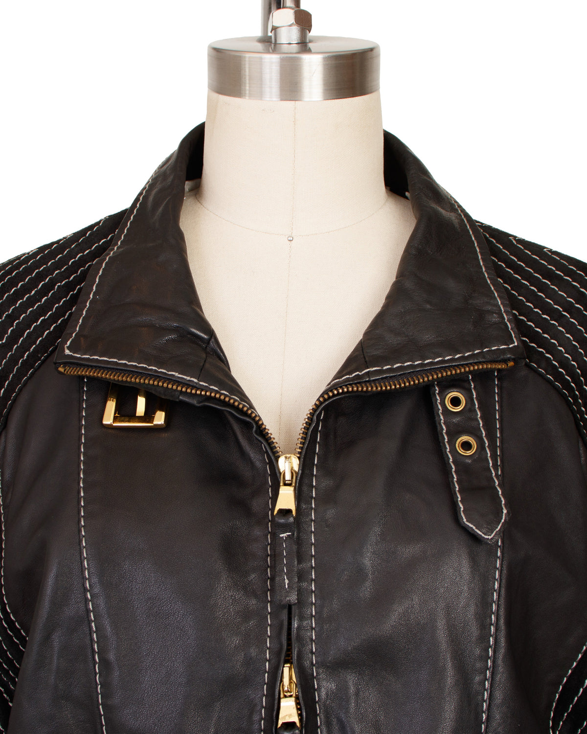 CLASS Roberto Cavalli Leather Contrast Stitch Jacket*