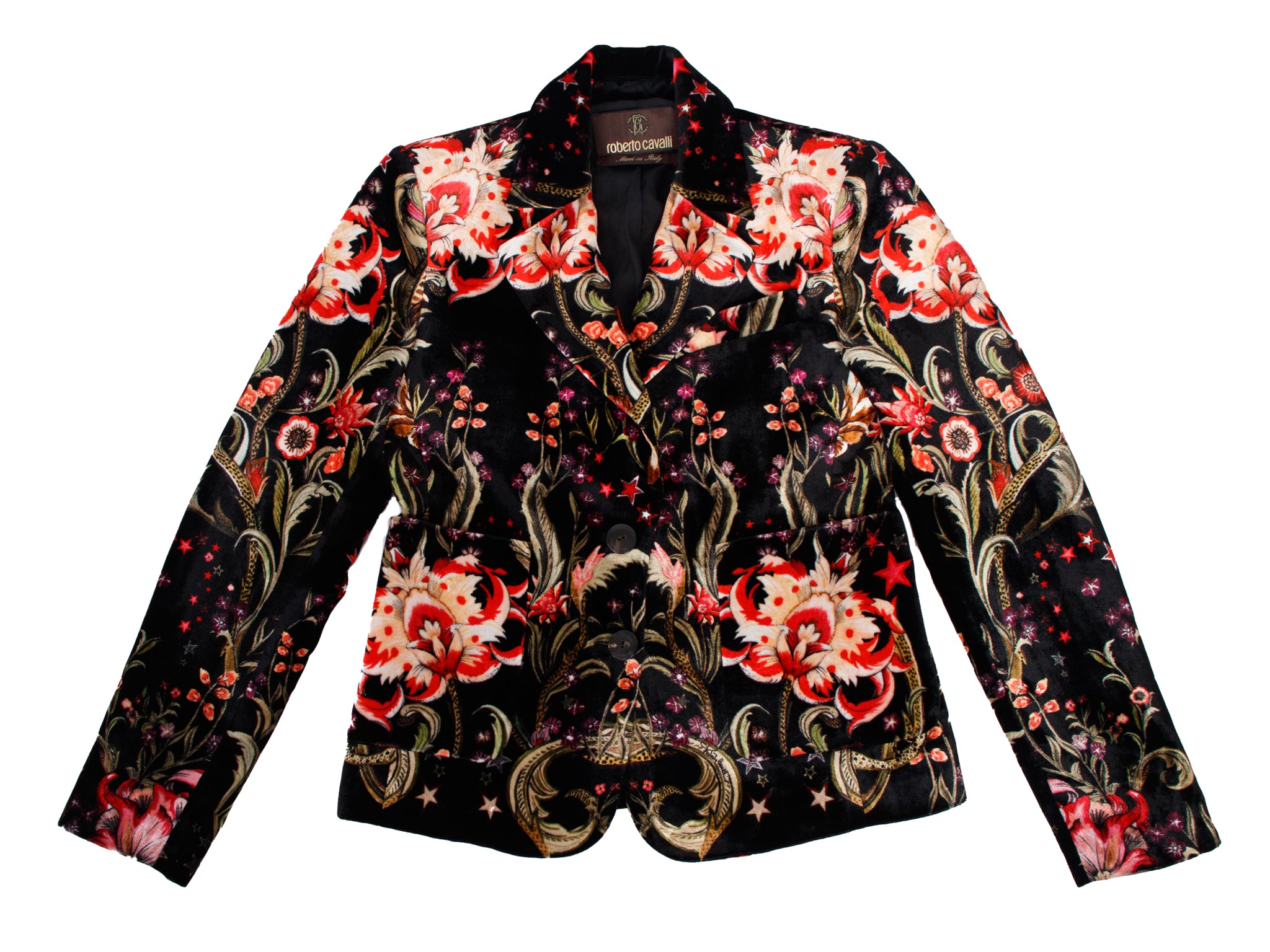 Roberto Cavalli Velvet Floral Print Blazer
