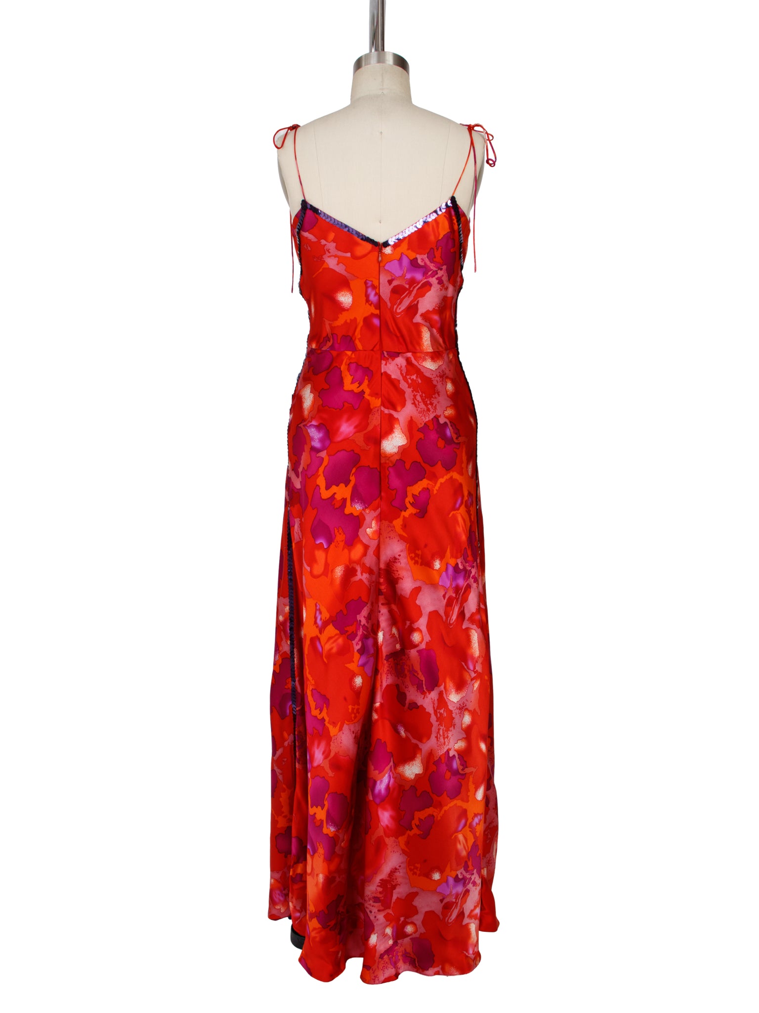 Silk Printed Sequin Trim Dress