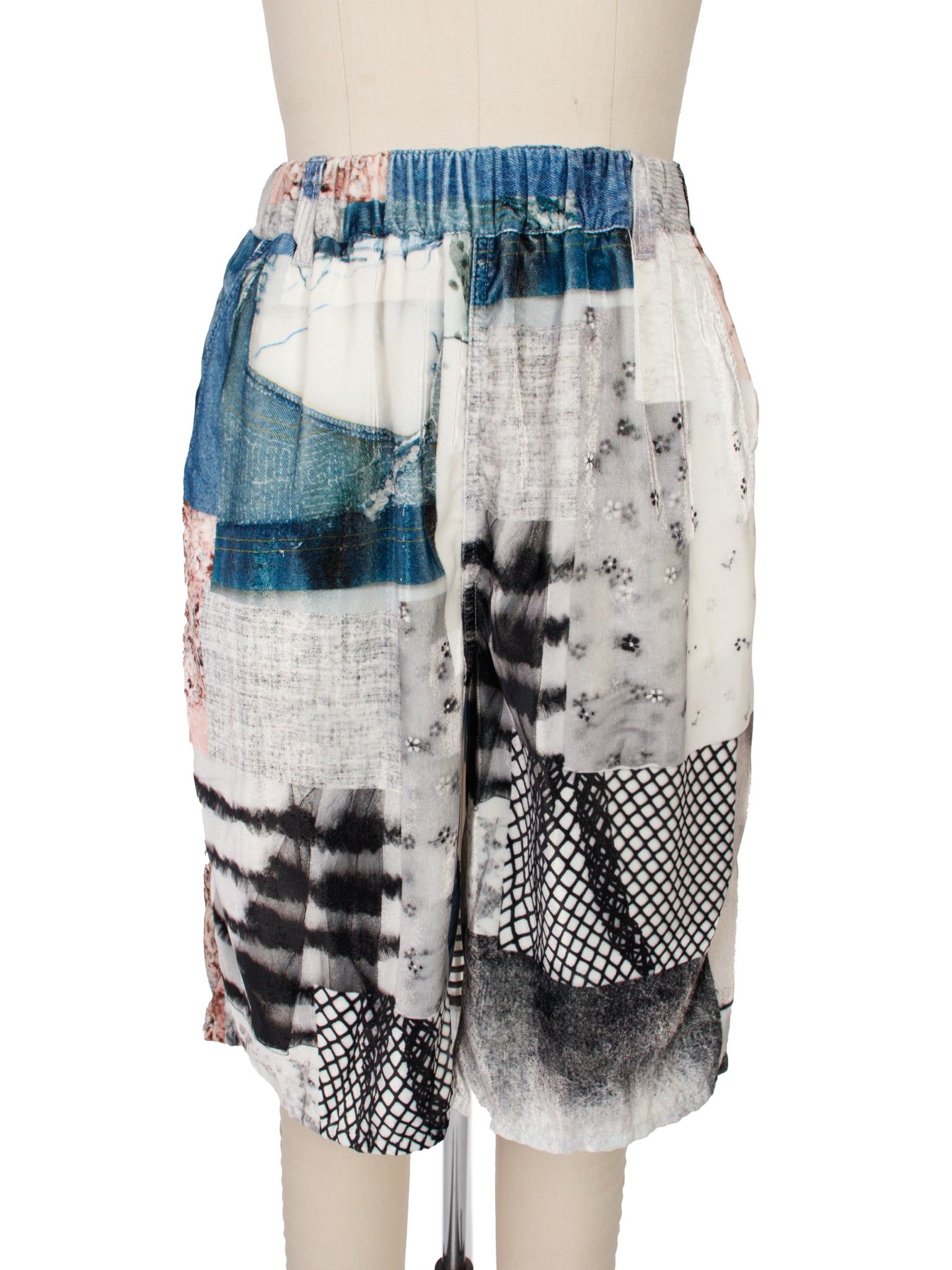 MM6 Maison Margiela Velvet Patchwork Print Shorts