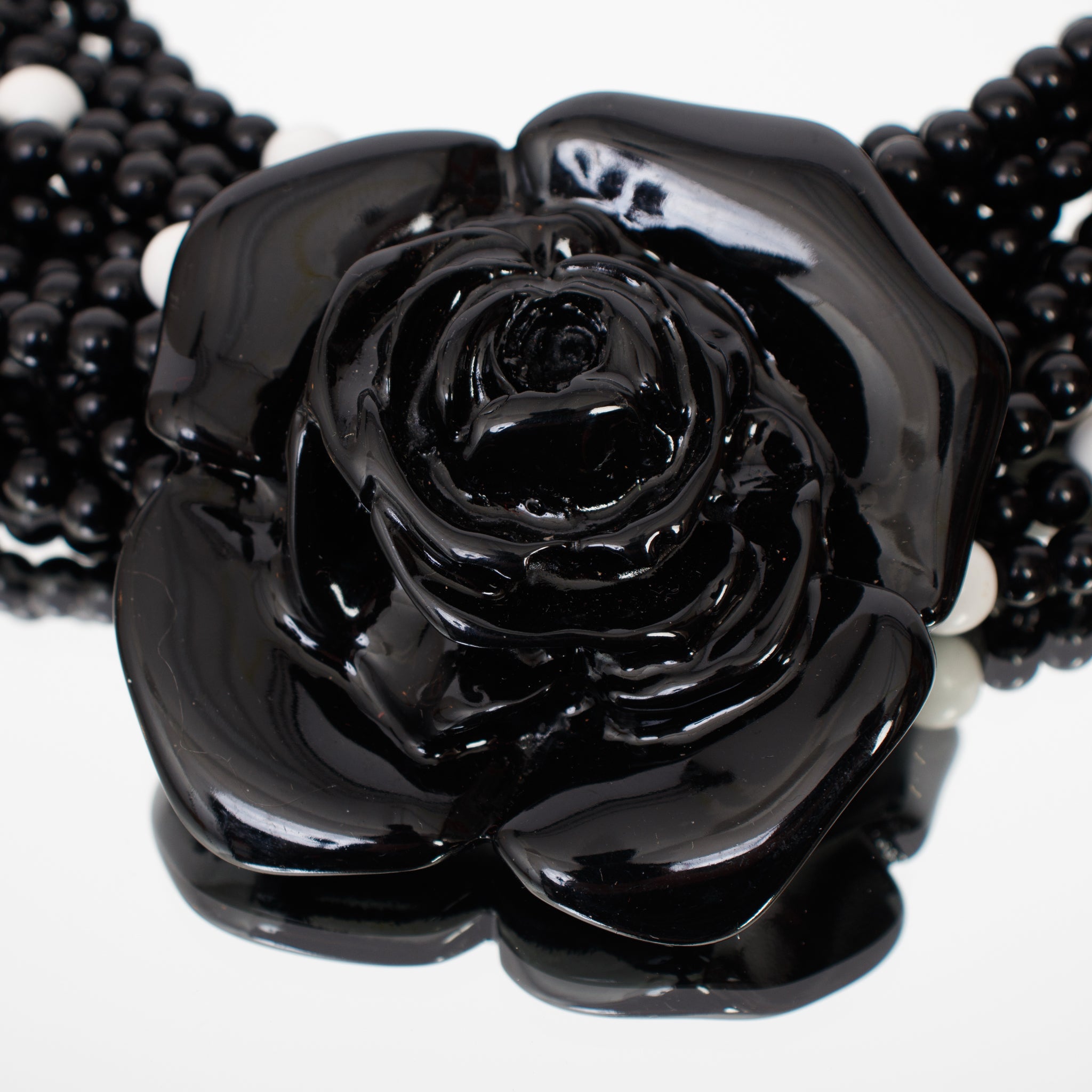 Fiocchi Italy Multi-Strand Beaded & Rose Pendant Statement Necklace