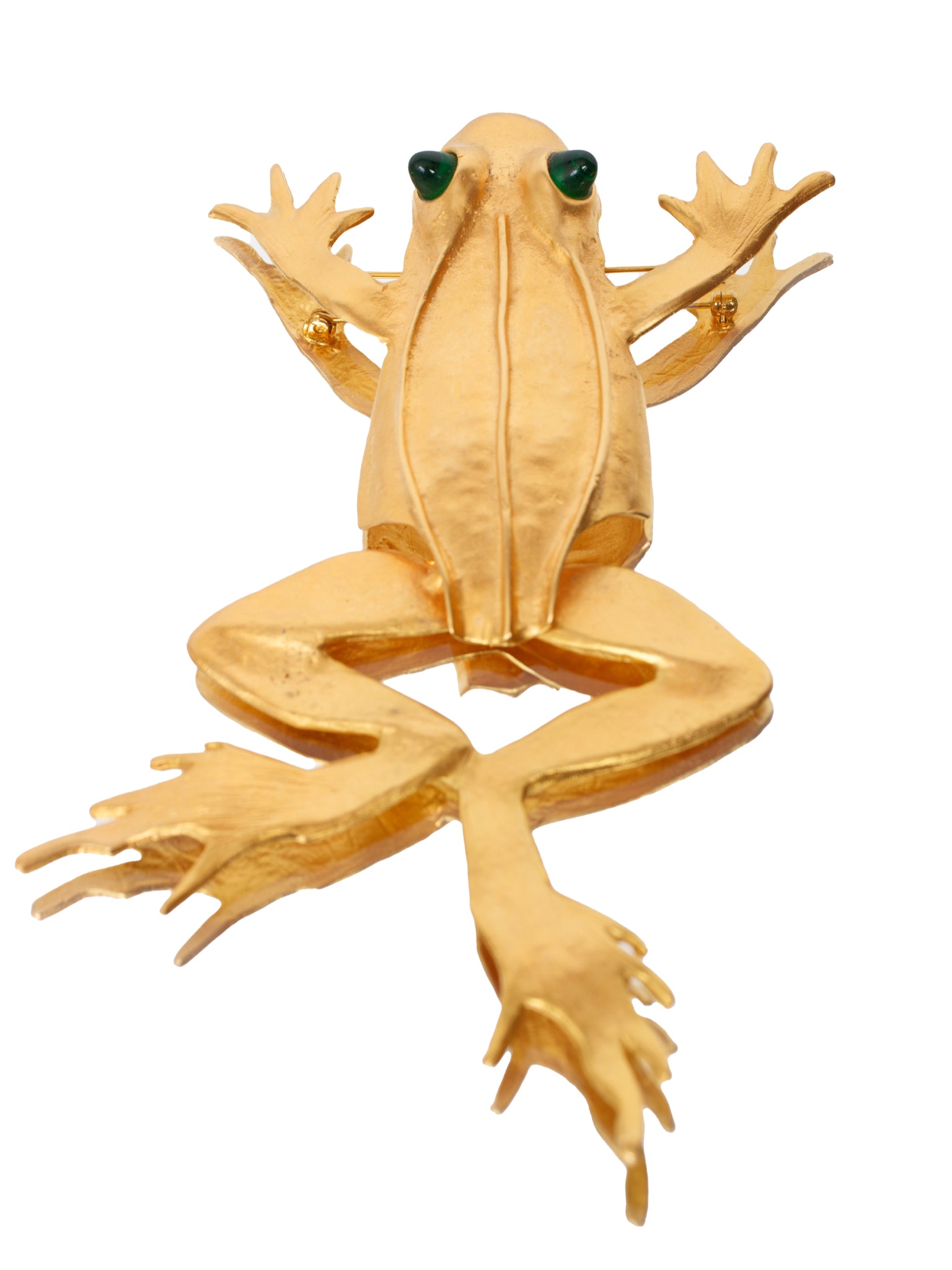 Kenneth Lane Brass Articulated Frog Brooch