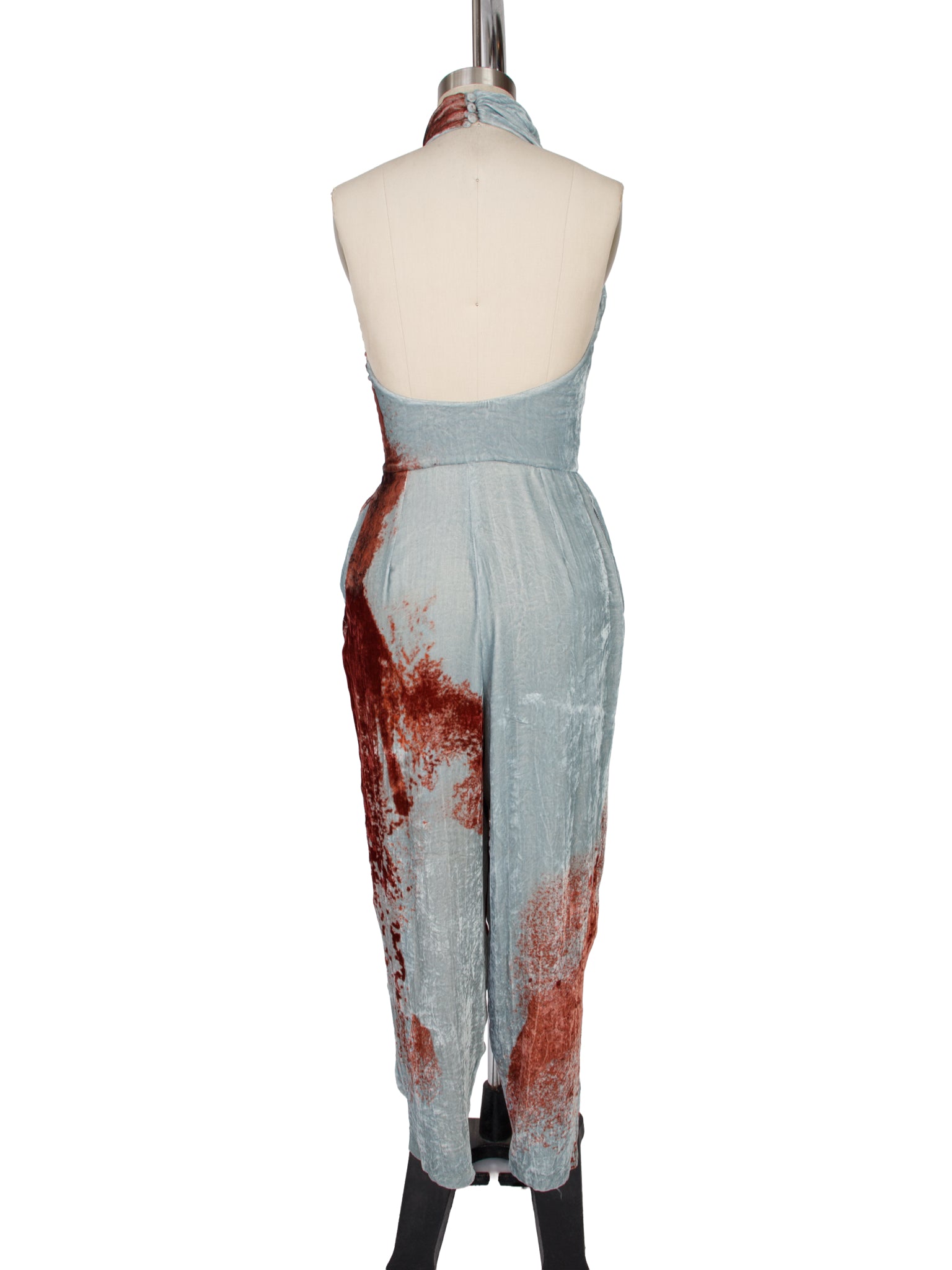 FW 2014 Galliano Velvet Abstract Print Jumpsuit