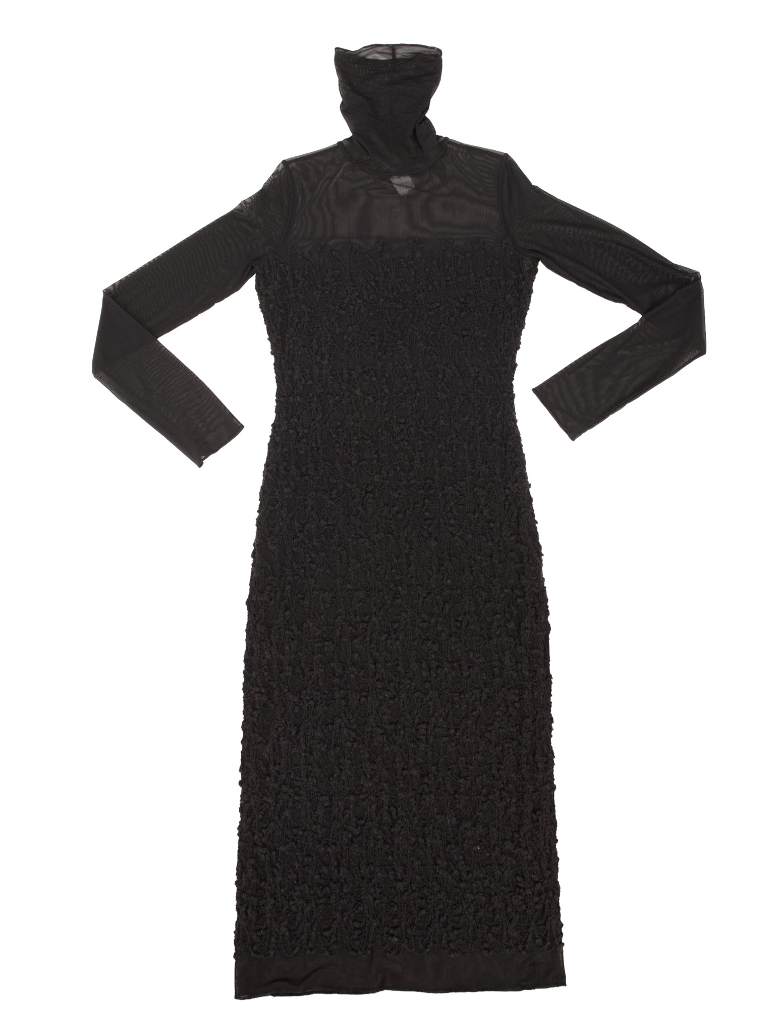 Jean Paul Gaultier Mesh & Wool Embroidered Dress