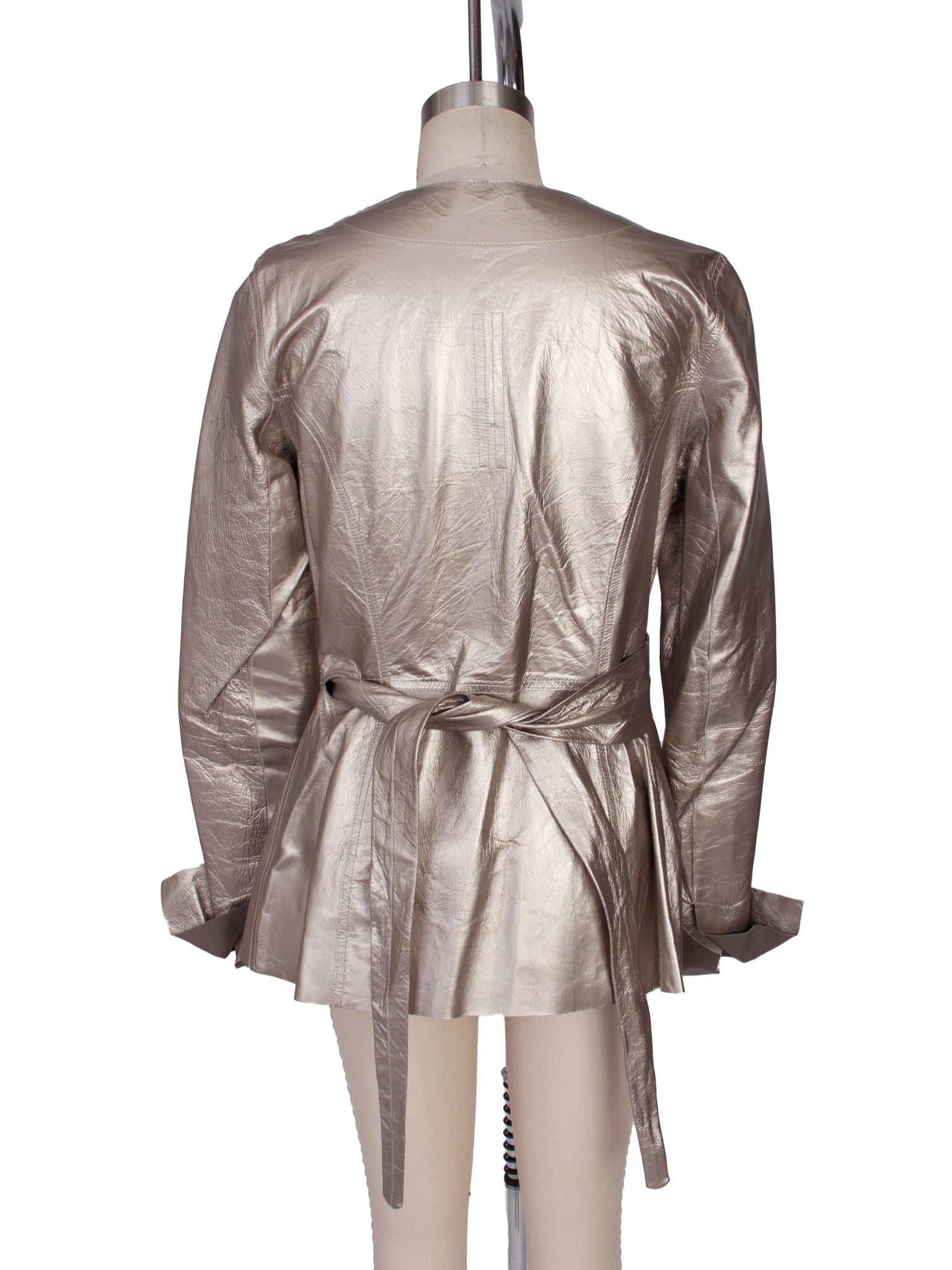 S/S 2022 Rick Owens Fogachine Silver Lambskin Wrap Jacket
