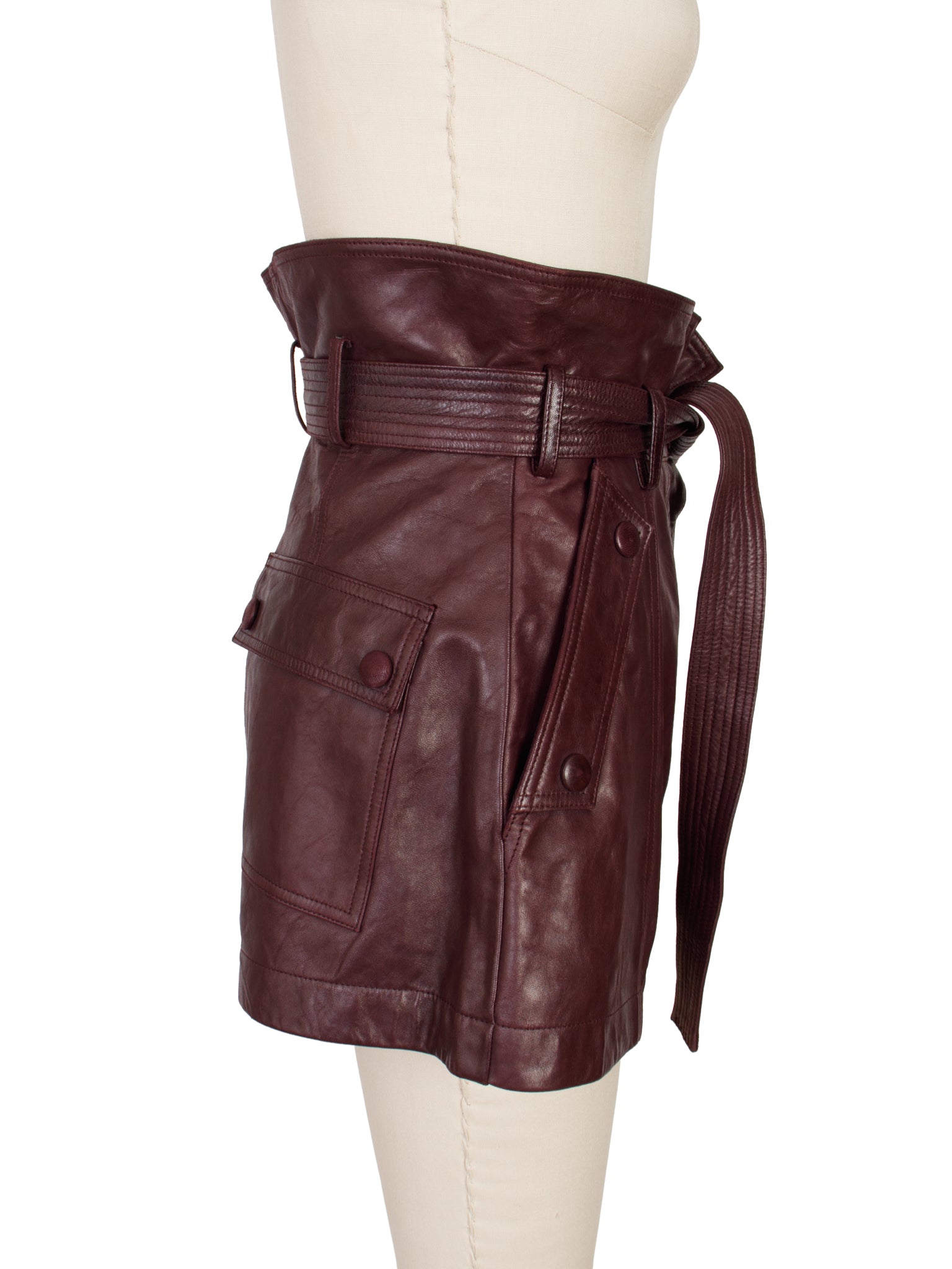 Ulla Johnson Othella Lambskin Belted Shorts