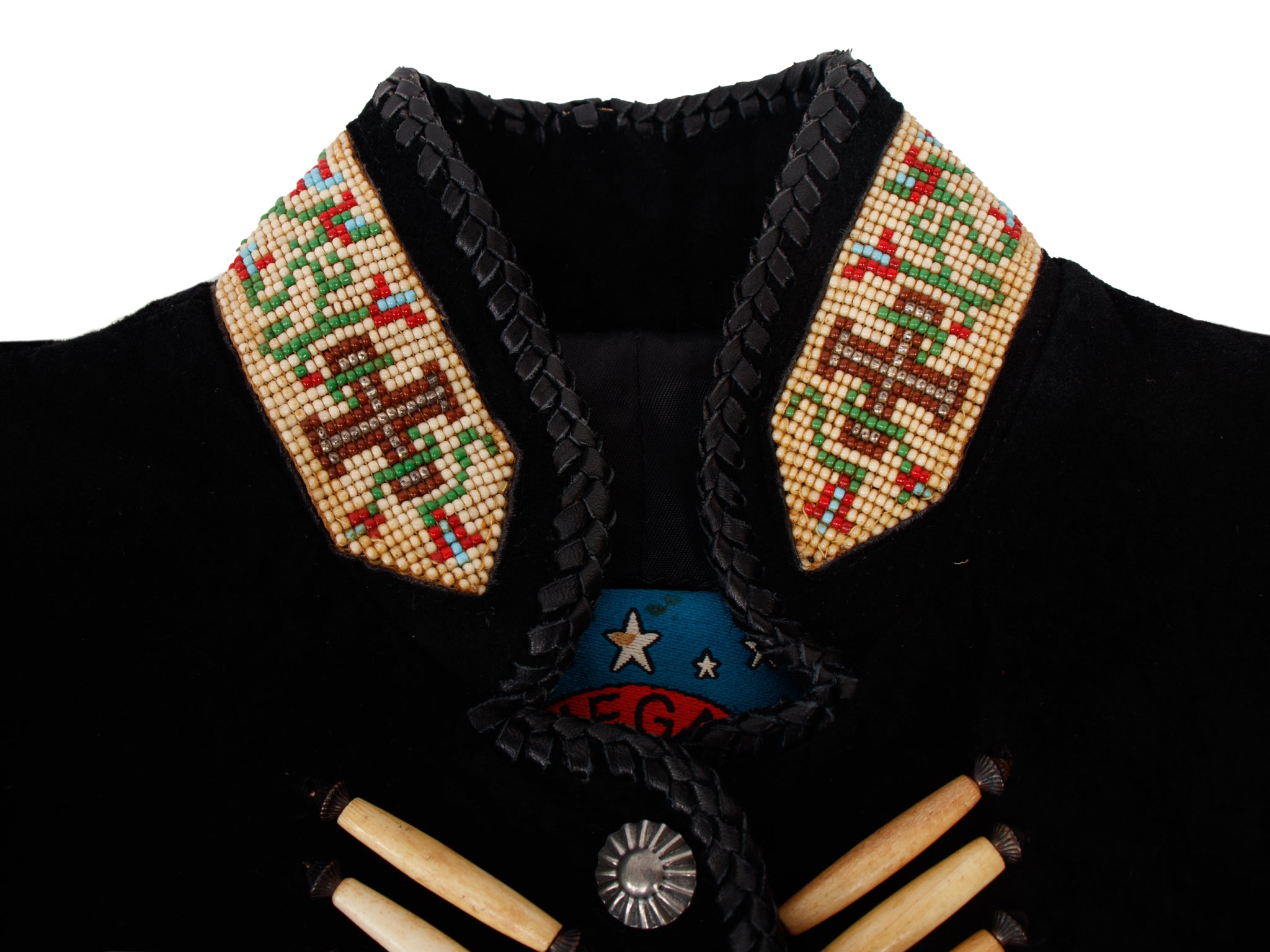 1980s Renegade by Ren Ellis Suede & Bone Beaded Jacket