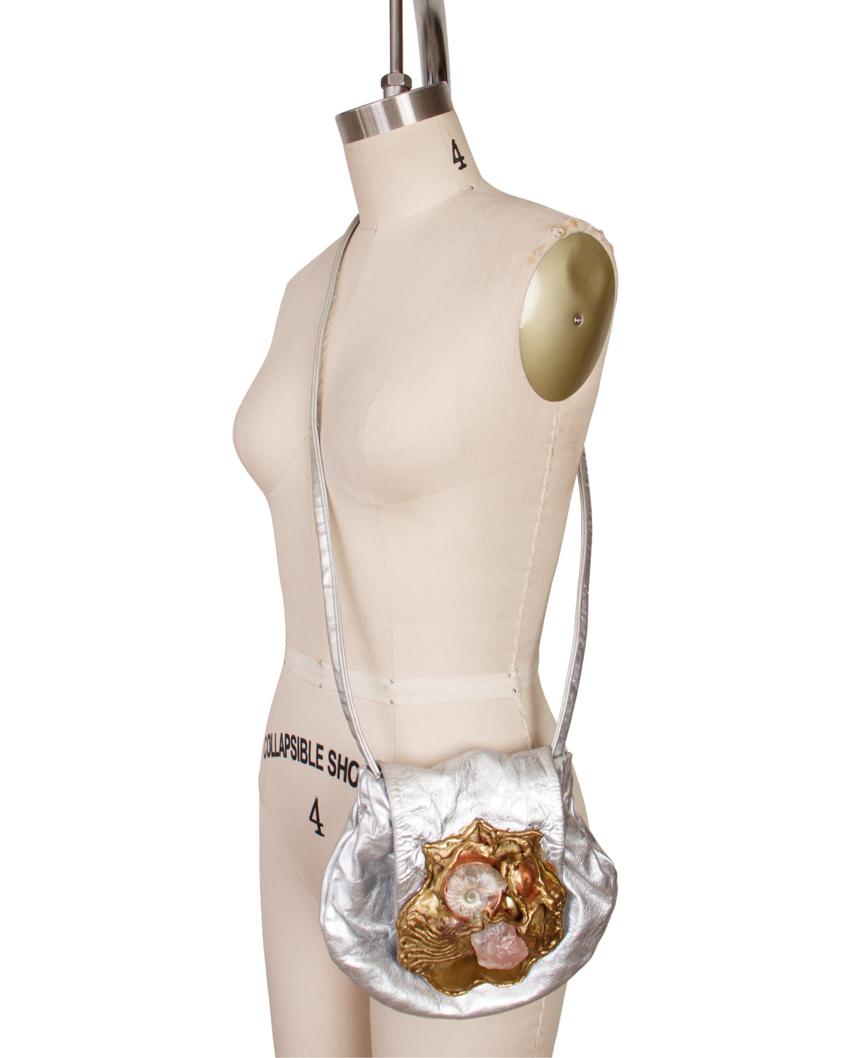 Leather Amonite Quartz Crossbody Bag