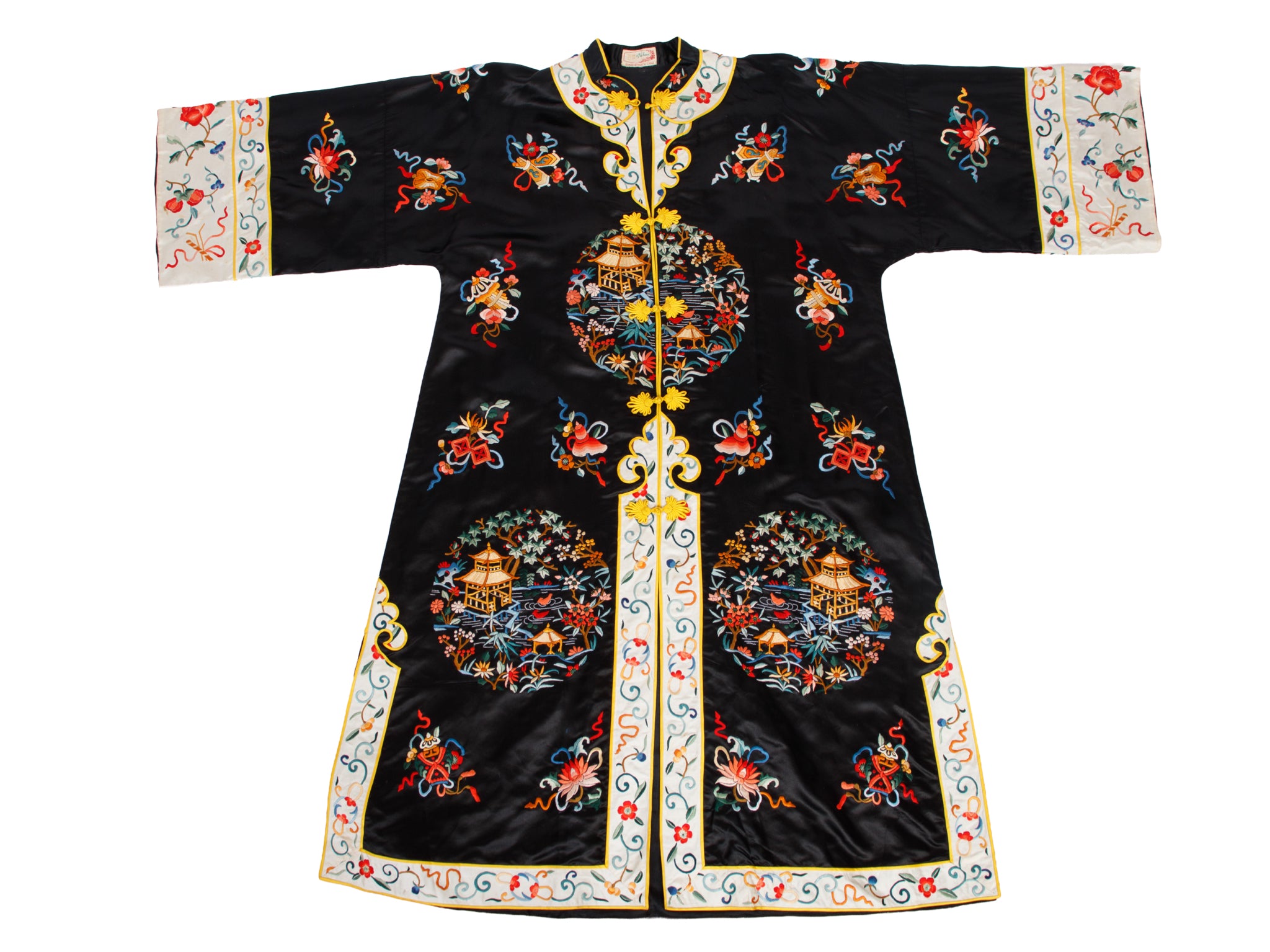 1950s Bai Hua Silk Chinese Embroidered Robe