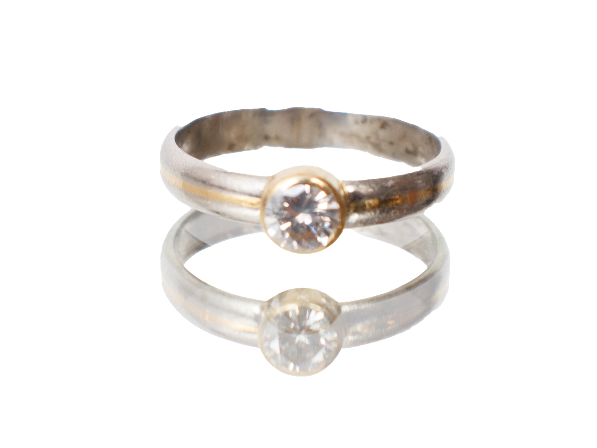 Platinum & 18k Gold Bezel Set Diamond Ring