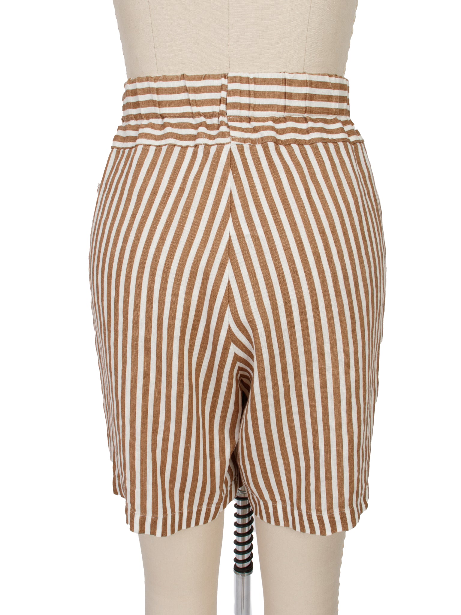 Black Crane Linen Stripe Shorts Set