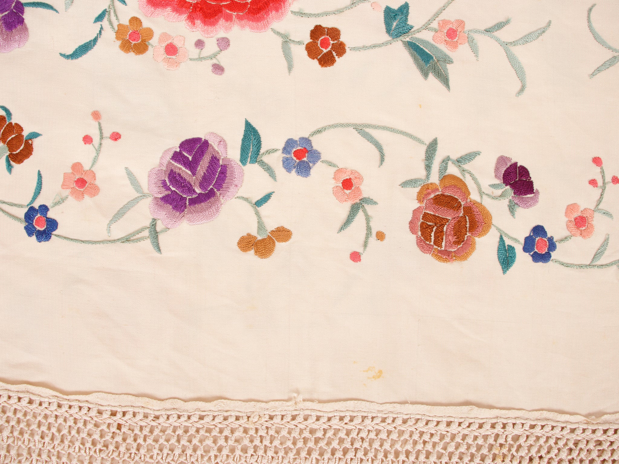 Silk Floral Embroidered Piano Shawl