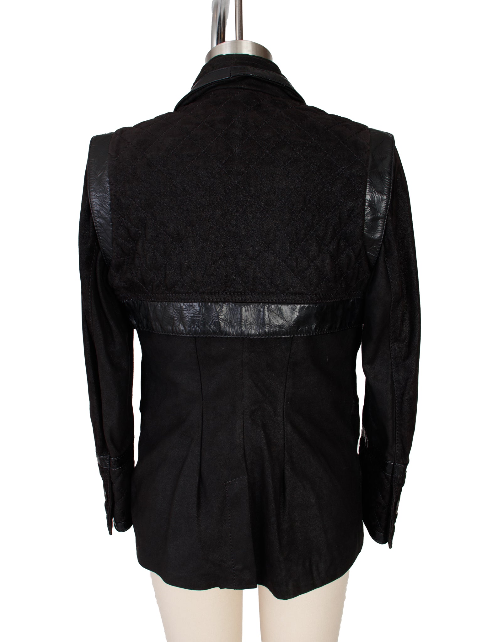Just Cavalli Suede Quilted & Patent Leather Trim Jacket