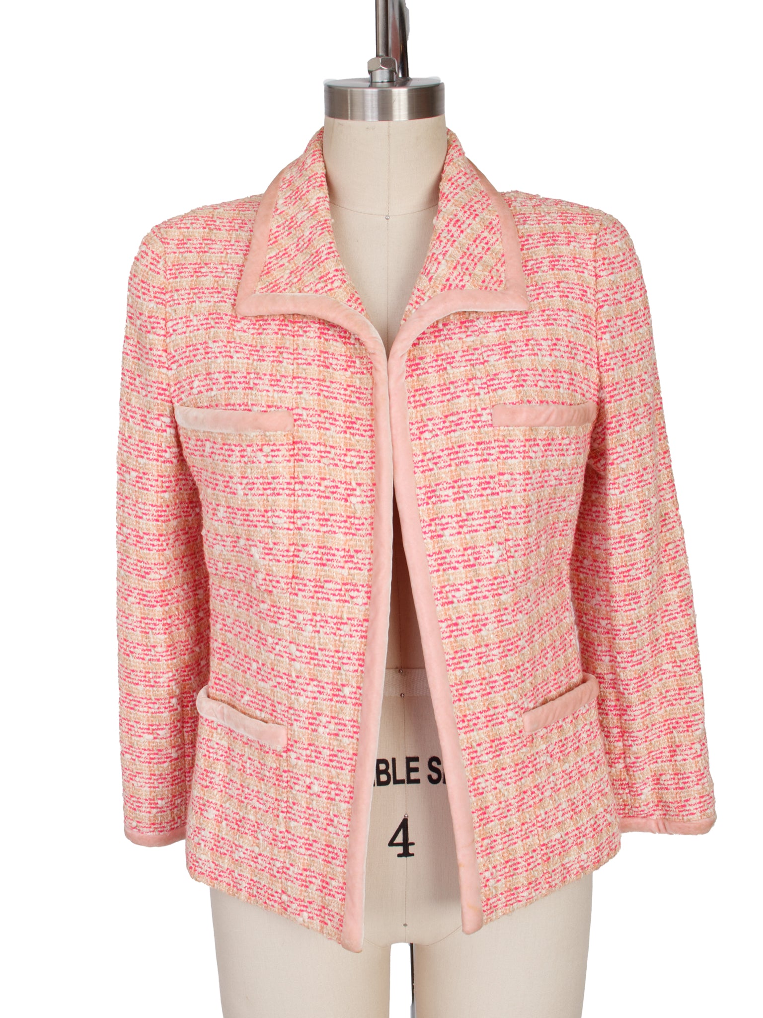S/S 1996 Chanel Tweed & Velour Trim Jacket