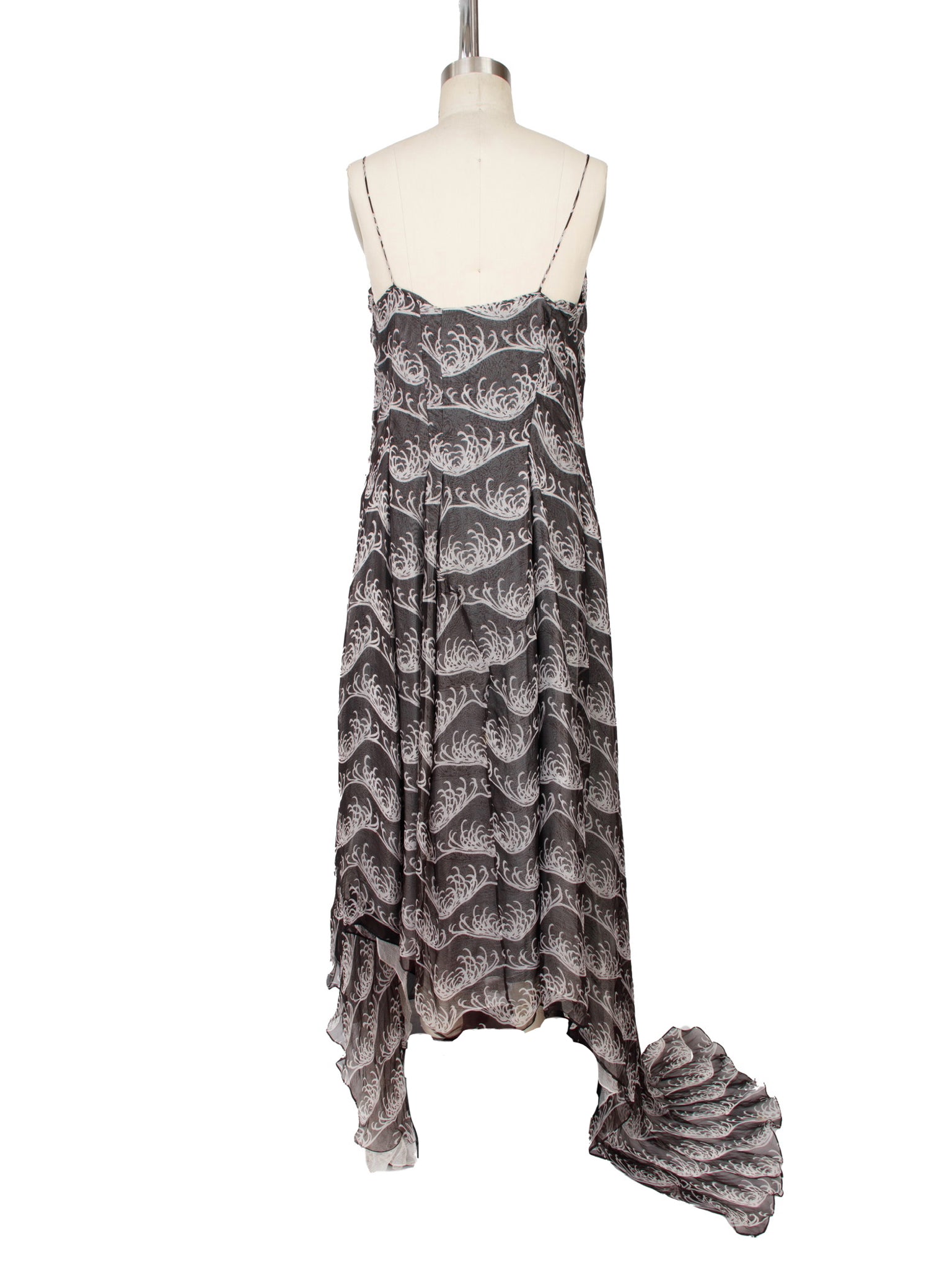 Akira Chiffon Botanical Wave Print Dress