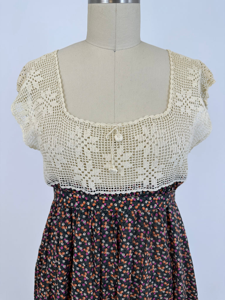 Crochet Floral Smock Dress