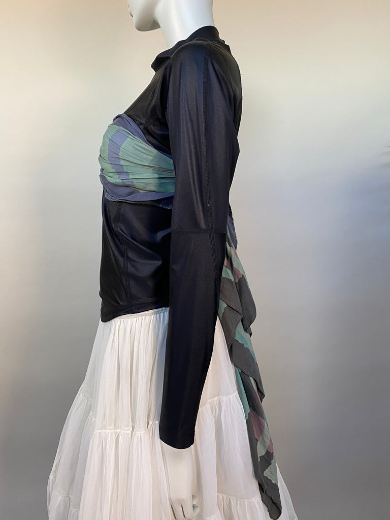 Marine Serre A/W ‘19 Draped Silk Scarf Mock Neck Top