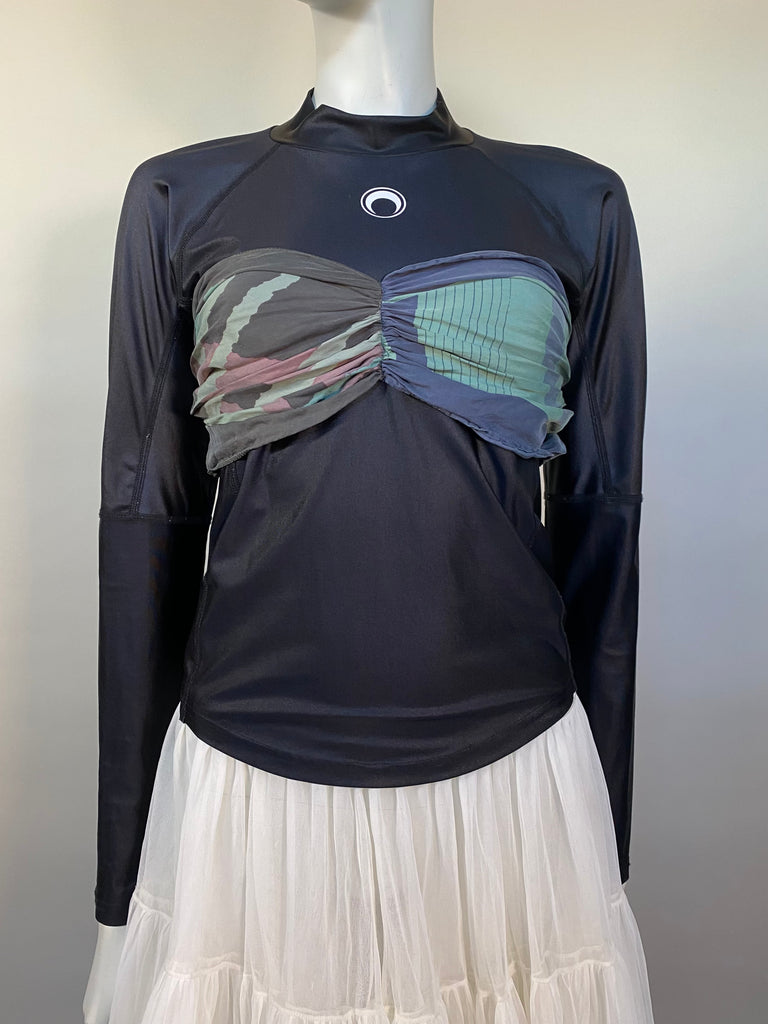 Marine Serre A/W ‘19 Draped Silk Scarf Mock Neck Top