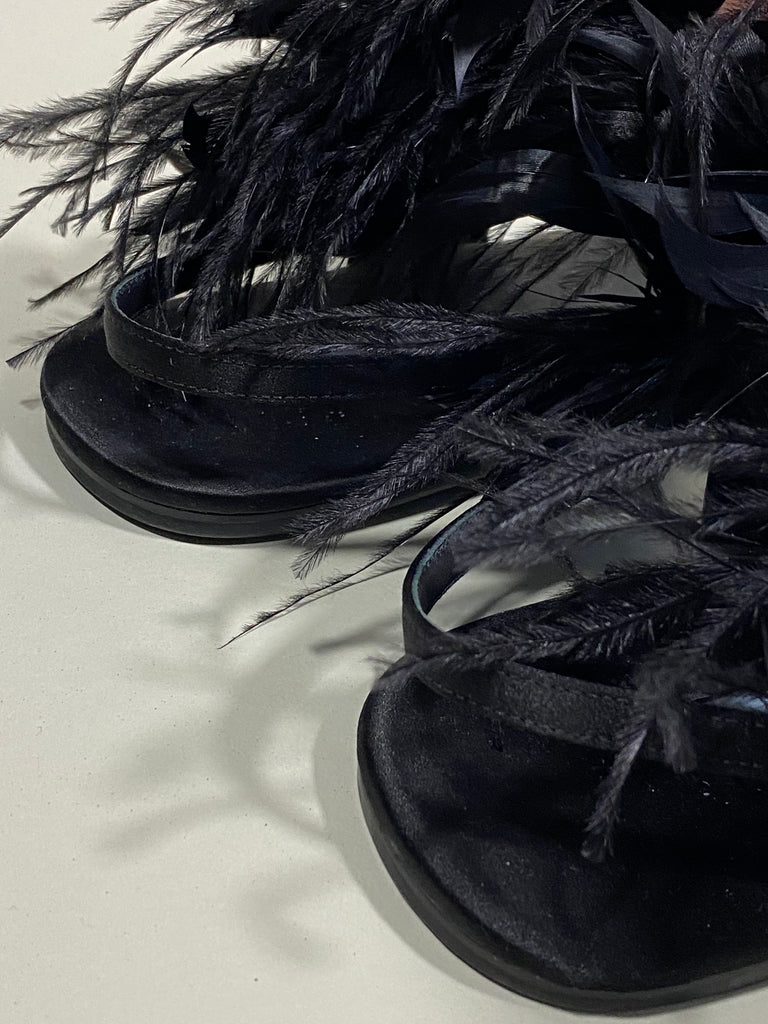 2017 Prada Feather Button Sandals