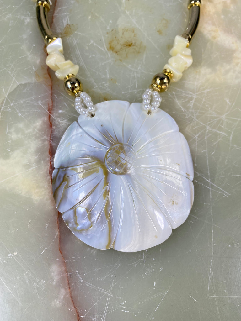 Carved Shell Statement Necklace